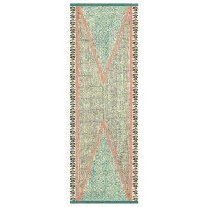 Jute Hand Block Printed Green Runner Rug