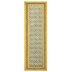 Hand Block Printed Yellow Black Jute Rug