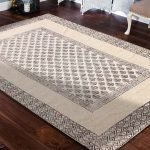 Beige Hand Block Print Cotton Area Dhurrie