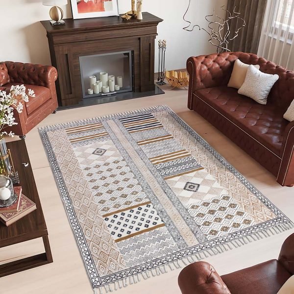 Handmade Black Brown Modern Living Area Rug - Image 3