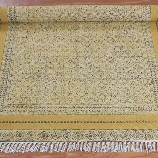 Large Carpet Hand Block Print Antique Rug - Image 4
