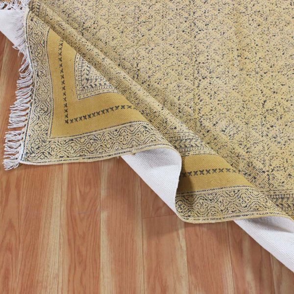 Large Carpet Hand Block Print Antique Rug - Image 5