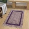 Hands crafted Cotton Purple Stencil Area Rug - Image 2