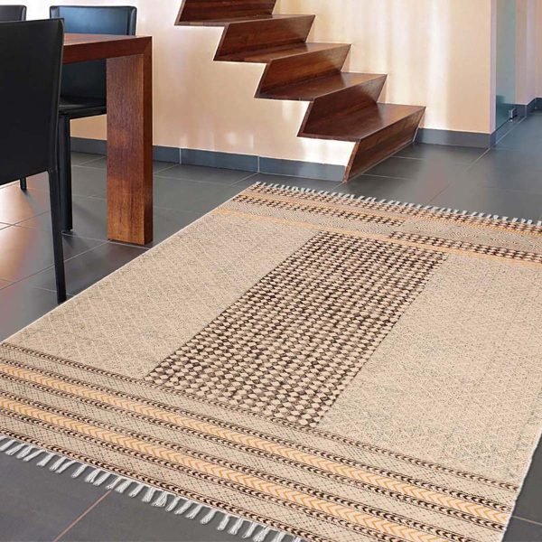 Hand Block Printed Natural Cotton Area Rug - Image 2