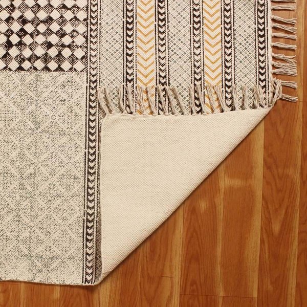 Hand Block Printed Natural Cotton Area Rug - Image 6