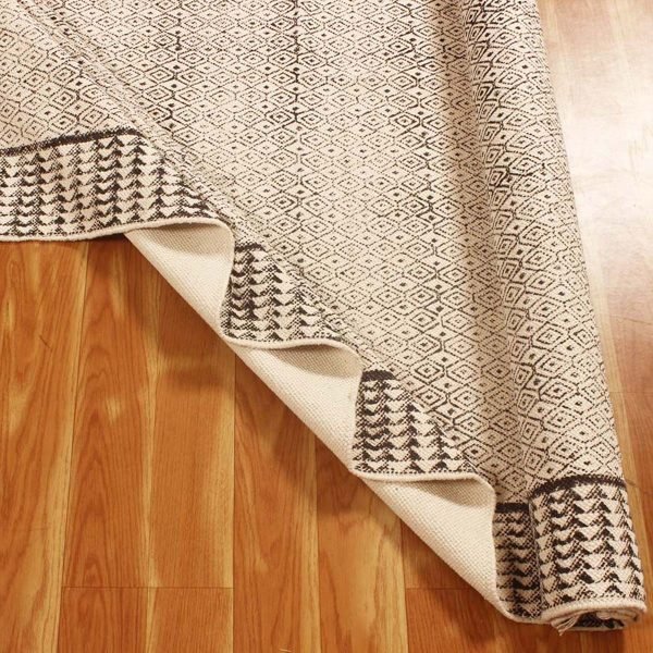 Hand Block Printed Cotton Garden Area Rug - Image 5