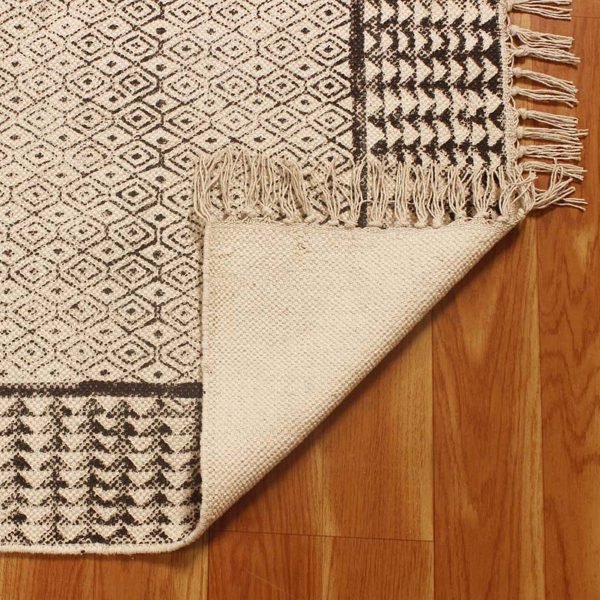 Hand Block Printed Cotton Garden Area Rug - Image 6
