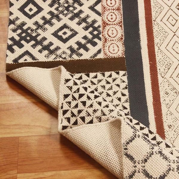 Hand Block Printed Natural Cotton Large Rug - Image 6