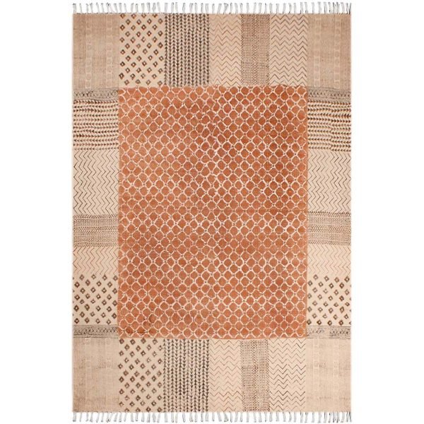 Nevaeh Tribal Rug Bordered Hand Block Printed