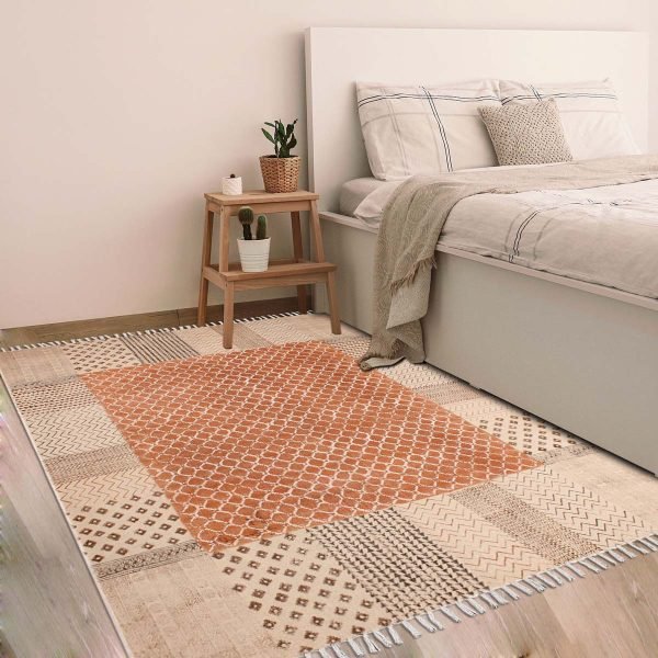Nevaeh Tribal Rug Bordered Hand Block Printed - Image 2