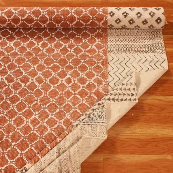 Nevaeh Tribal Rug Bordered Hand Block Printed - Image 4