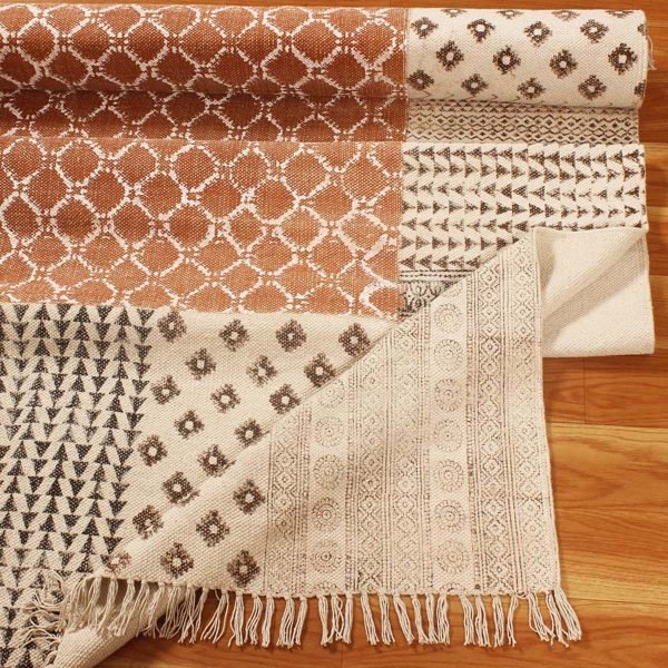Nevaeh Tribal Rug Bordered Hand Block Printed - Image 5