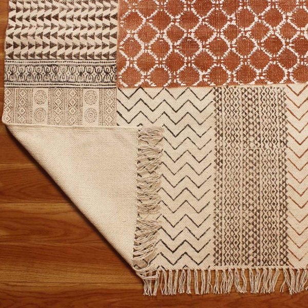 Nevaeh Tribal Rug Bordered Hand Block Printed - Image 6