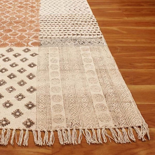 Nevaeh Tribal Rug Bordered Hand Block Printed - Image 7