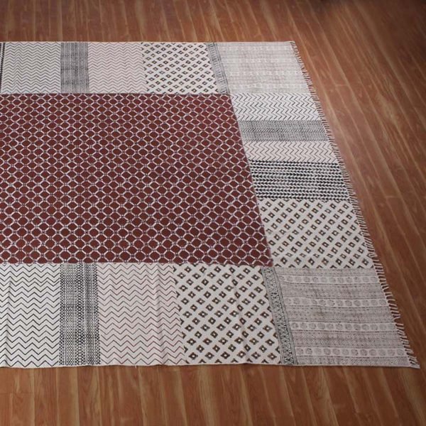 Bordered Rug Hand Block Printed Saturn Cotton - Image 3