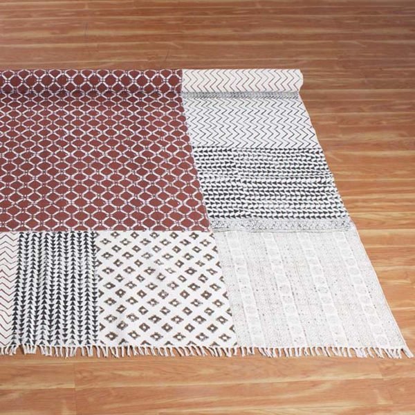 Bordered Rug Hand Block Printed Saturn Cotton - Image 4