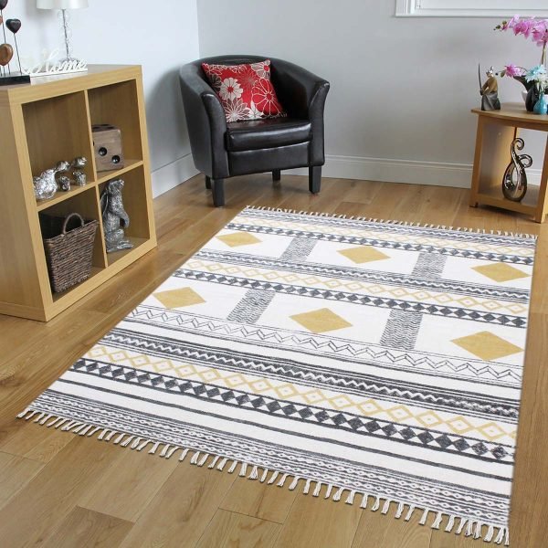 Cotton Hand Block Printed Living Room Rug - Image 2