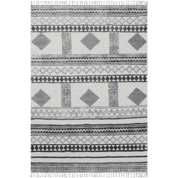 Natural Grey Rug Hand Block Printed Carpet