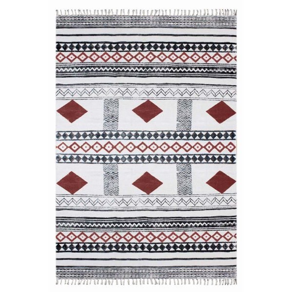Hand Block Printed Natural Cotton Garden Rug