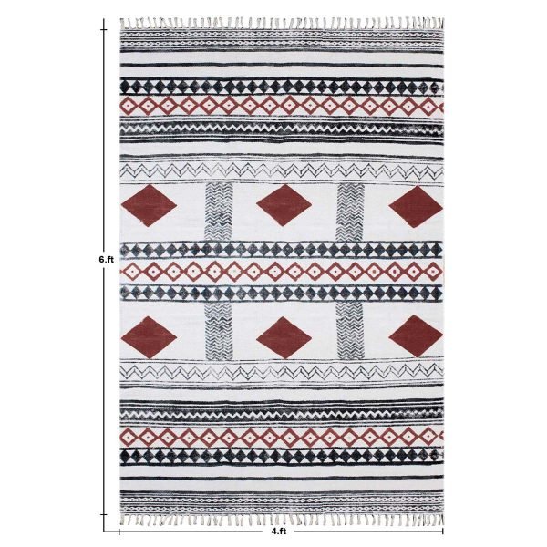 Hand Block Printed Natural Cotton Garden Rug - Image 7