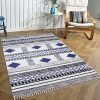 Hand Block Printed Blue Cotton Dining Rug - Image 2