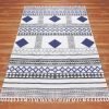Hand Block Printed Blue Cotton Dining Rug - Image 3