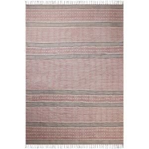 Hand Block Printed Red Cotton Bedroom Rug