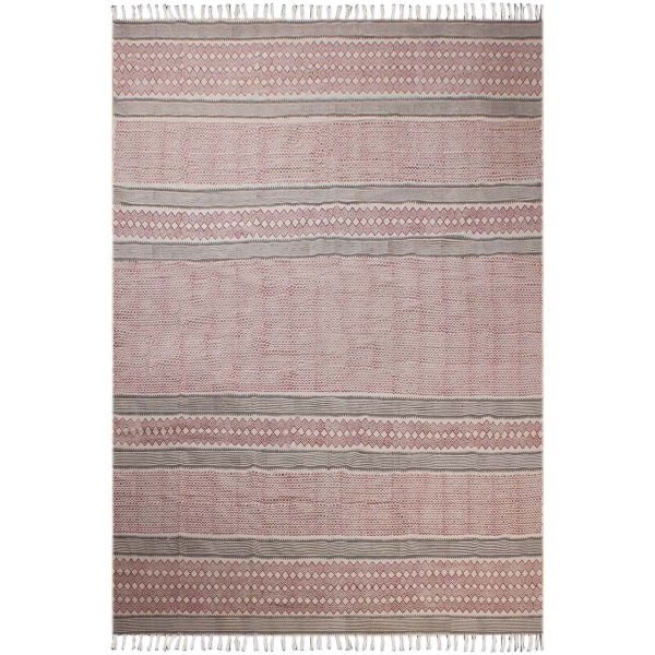 Hand Block Printed Red Cotton Bedroom Rug