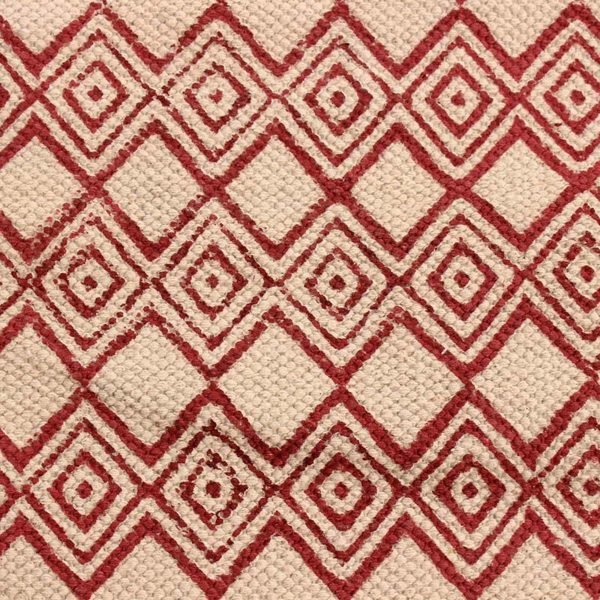 Hand Block Printed Red Cotton Bedroom Rug - Image 7