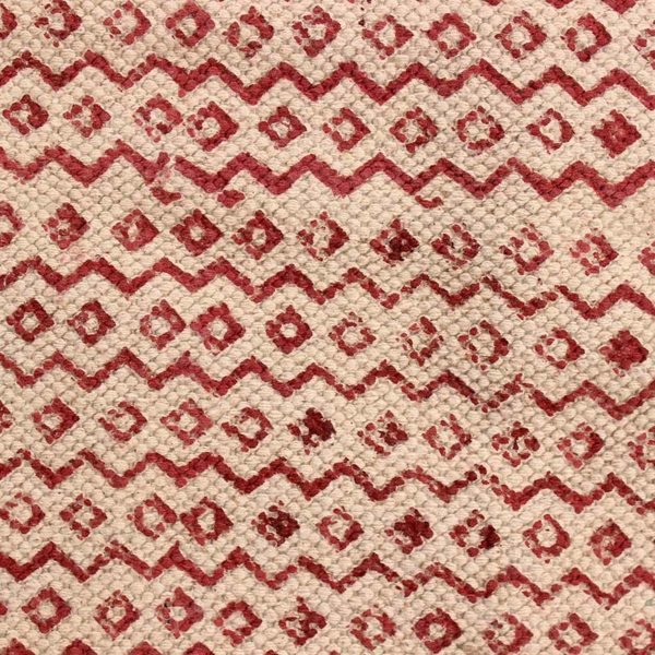 Hand Block Printed Red Cotton Bedroom Rug - Image 8