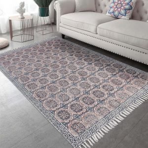 Hand Block Printed Blue Outdoor Large Rug