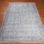 Abstract Hand Block Printed Grey Area Rug