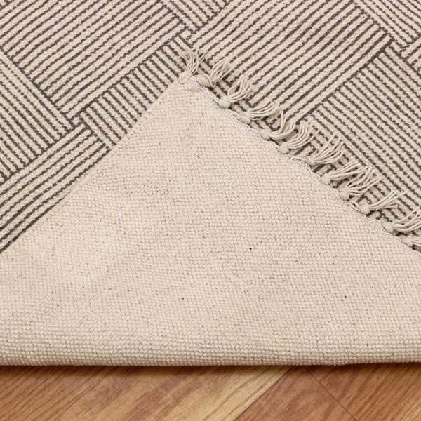 Hand Block Print Large Rug Geometric Dhurrie - Image 5