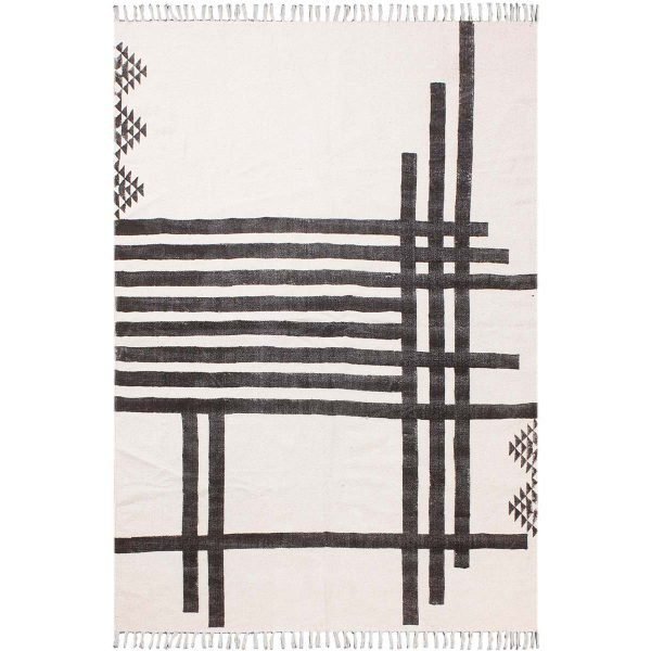 Hand Block Printed White Rug Beautiful Cotton