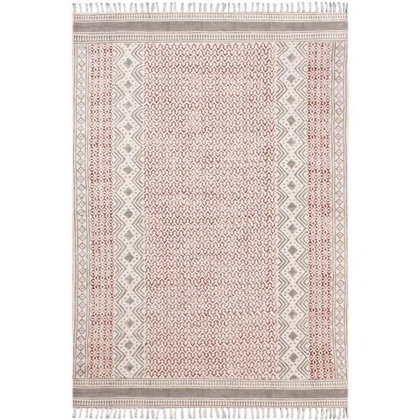 White Room Area Rug Hand Block Printed Cotton
