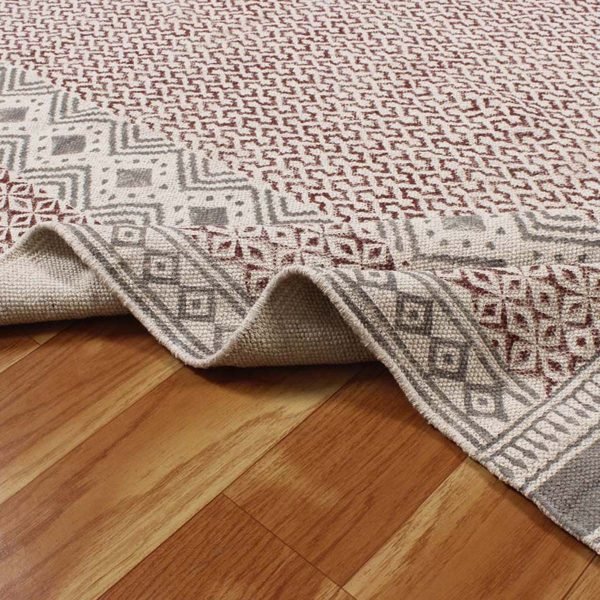 White Room Area Rug Hand Block Printed Cotton - Image 6