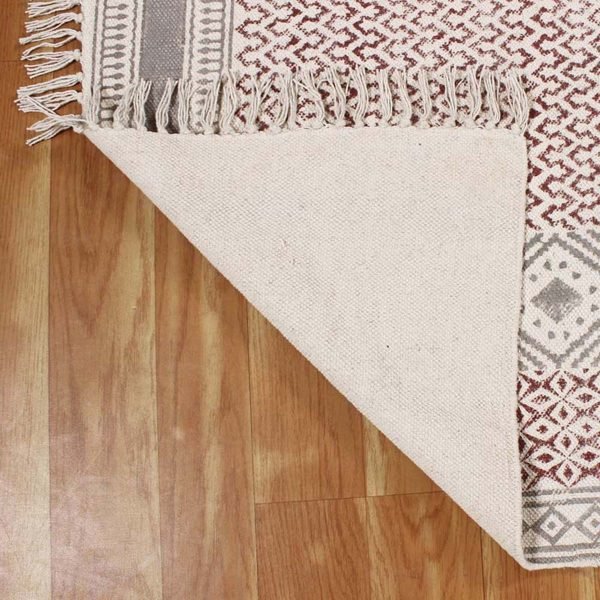 White Room Area Rug Hand Block Printed Cotton - Image 7