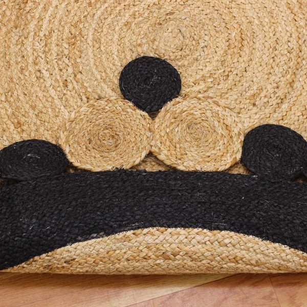 Handmade Beige Black Scalloped Front Door Round Rug - Image 7