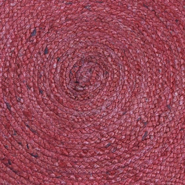 Hand Braided Natural Red Jute Round Area Rug - Image 4