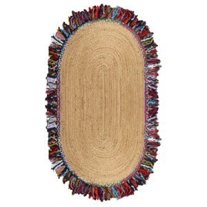 Jute And Cotton Handmade Multicolor Oval Outdoor Area Rug