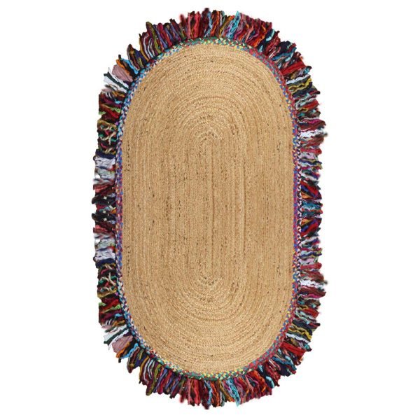 Jute And Cotton Handmade Multicolor Oval Outdoor Area Rug