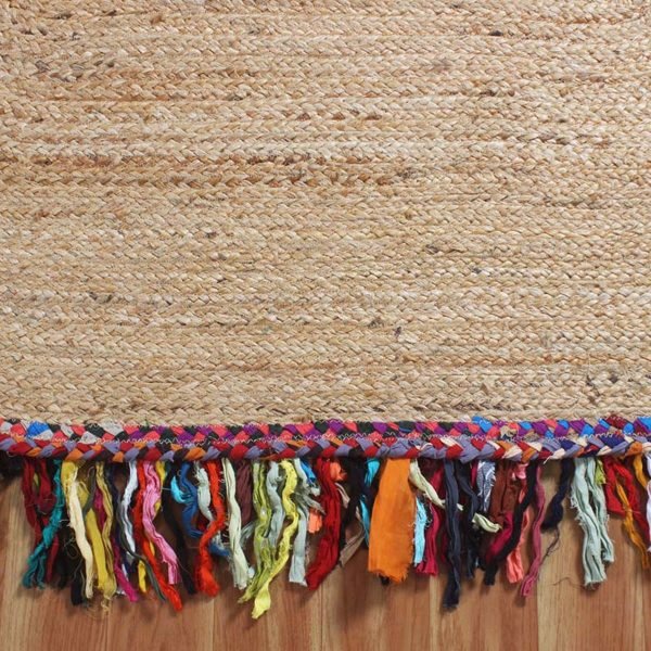 Jute And Cotton Handmade Multicolor Oval Outdoor Area Rug - Image 6