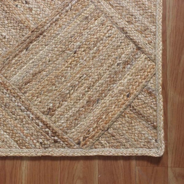Handmade Natural Jute Beige Geometric Dinning Area Rug - Image 5