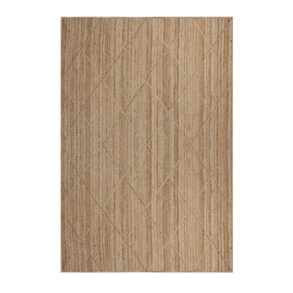 Hand Braided Jute Geometric Beige Square Area Rug