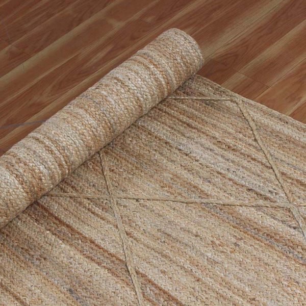 Hand Braided Jute Geometric Beige Square Area Rug - Image 5