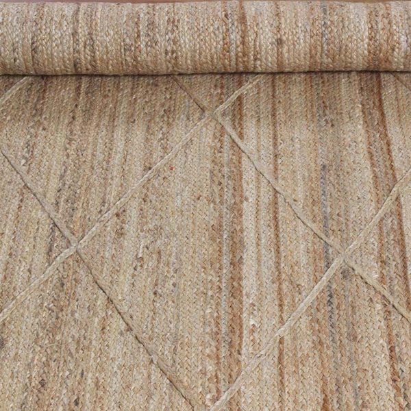 Hand Braided Jute Geometric Beige Square Area Rug - Image 6