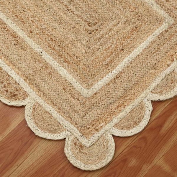 Handmade Beige Scalloped Jute Garden Area Rug - Image 8