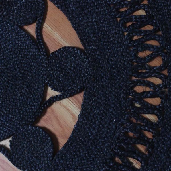 Hand Braided Black Jute Scalloped Round Area Rug - Image 7