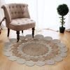 Hand Braided Scalloped Beige Round Area Jute Rug - Image 2
