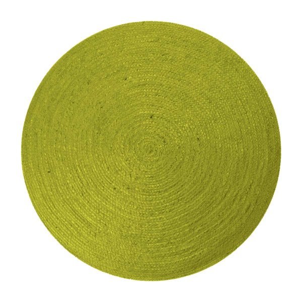 Hand Braided Round Area Solid Green Rug
